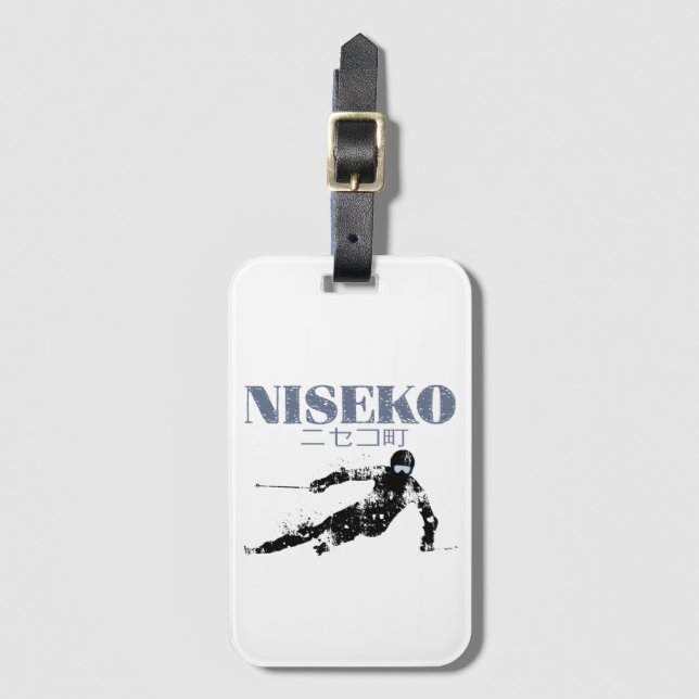 Etiqueta Para Maletas Esquiador, NISEKO Ski (Anverso vertical)