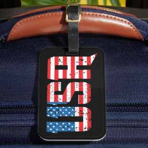 Etiqueta Para Maletas Estados Unidos patriótico en rojo, blanco y azul
