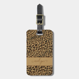 Etiqueta Para Maletas Estampado de animal Leopardo Marrón Nombre en letr