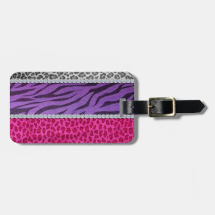 Etiqueta Para Maletas Estampado de animales femenino del diamante