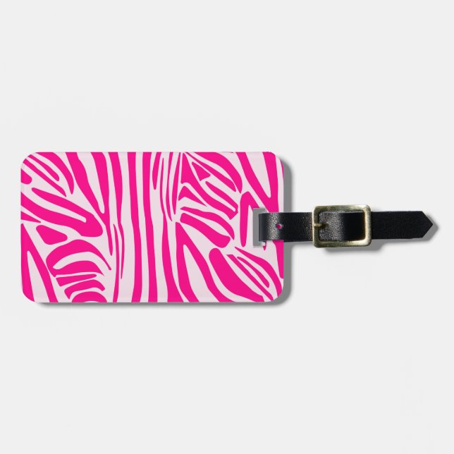 Etiqueta Para Maletas Estampado de cebra rosa (Frente Horizontal)