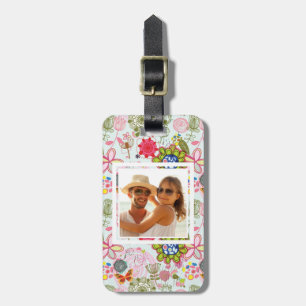 Etiqueta Para Maletas Estampado de flores de encargo de la foto en el