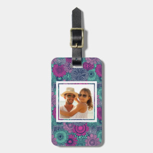 Etiqueta Para Maletas Estampado de flores elegante de la foto de encargo