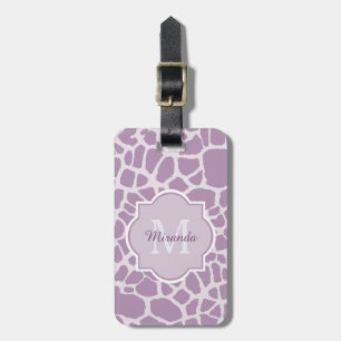 Etiqueta Para Maletas Estampado de girafa púrpura elegante con el