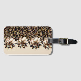 Etiqueta Para Maletas Estampado de Guepardo Chic y Flores