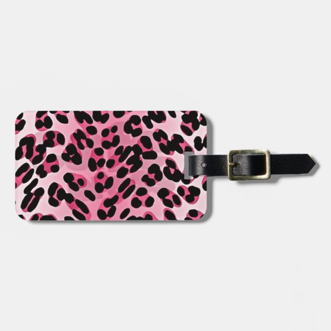 Etiqueta Para Maletas Estampado de Guepardo Rosa RAB Rockabilly (Frente Horizontal)