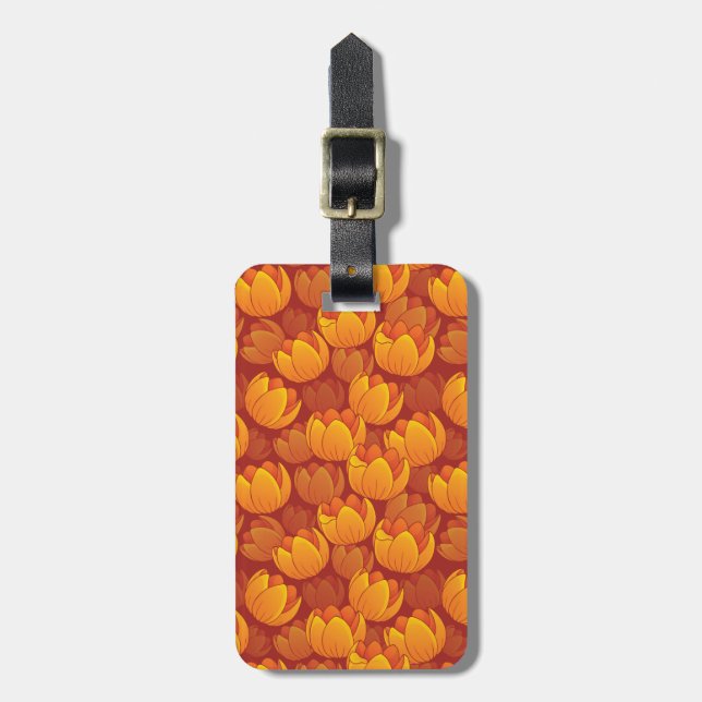 Etiqueta Para Maletas Estampado de plores de oro (Frente Vertical)