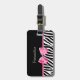 Etiqueta Para Maletas Estampado de zebra de moda y cinta rosada con (Frente Vertical)