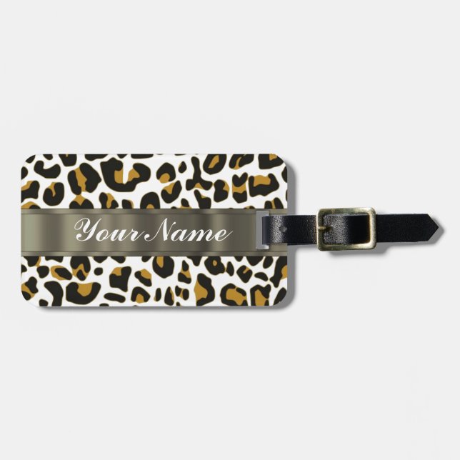 Etiqueta Para Maletas estampado leopardo (Frente Horizontal)