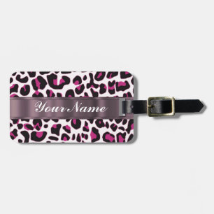 Etiqueta Para Maletas Estampado leopardo rosado