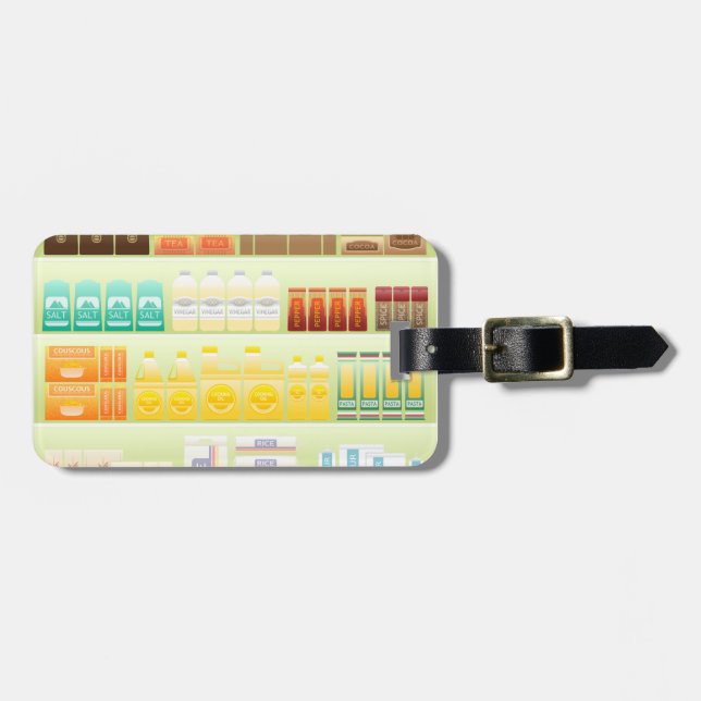 Etiqueta Para Maletas estante de supermercado café granos de té (Frente Horizontal)