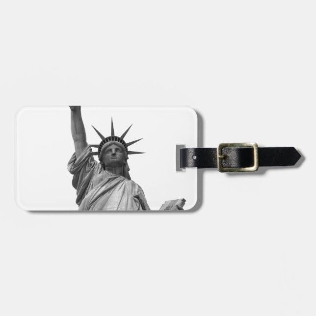 Etiqueta Para Maletas Estatua blanca y negra de la libertad (Frente Horizontal)