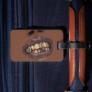 Etiqueta Para Maletas Estética de Grillz, Grillz de oro (Grillz) arte de
