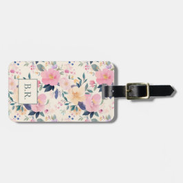 Etiqueta Para Maletas Estética romántica floral de color rosa Rubor