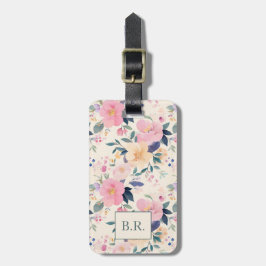 Etiqueta Para Maletas Estética romántica floral de color rosa Rubor