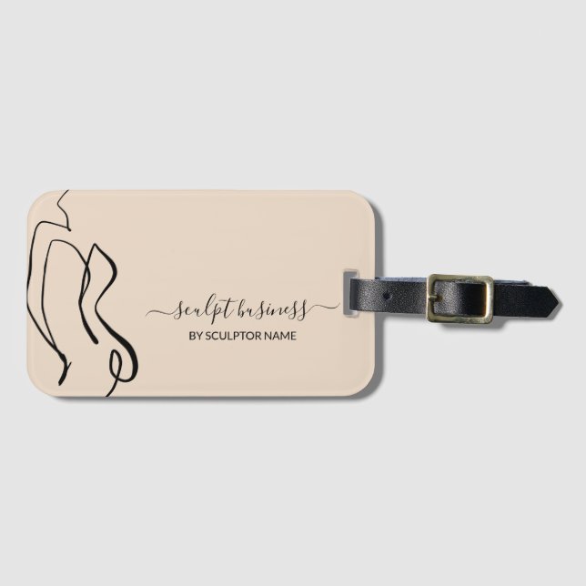 Etiqueta Para Maletas Esteticista de contorneado del cuerpo beige (Anverso horizontal)