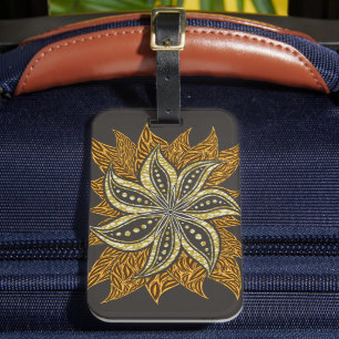 Etiqueta Para Maletas Estilo de Batik Floral Resumen Africano