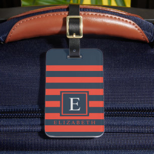 Etiqueta Para Maletas Estilo de bloque de color rojo oscuro azul oscuro