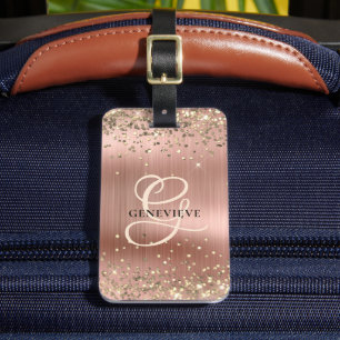 Etiqueta Para Maletas Estilo de lujo personalizado con brillo de oro ros