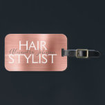 Etiqueta Para Maletas Estilo de pelo Metalizado cepillado de oro rosa y<br><div class="desc">Mostrador de belleza estilista de pelo Metalizado cepillado rosa y Rosa con oro Etiqueta de nombre para un salón. El nombre y la profesión o el negocio pueden cambiarse para cualquier tipo de negocio. Póngase en contacto con el diseñador para obtener más elementos coincidentes.</div>