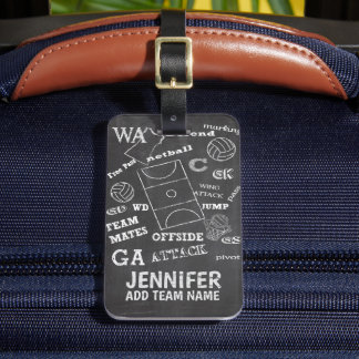 Etiqueta Para Maletas Estilo de pizarra de netball personalizado