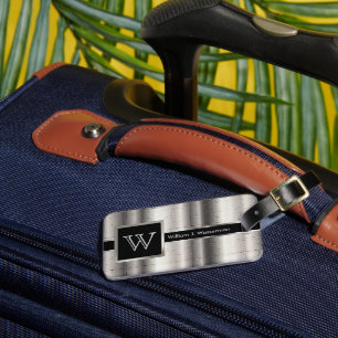 Etiqueta Para Maletas Estilo ejecutivo de monograma masculino - Metaliza