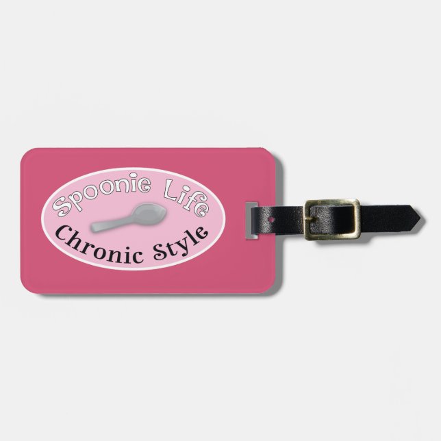 Etiqueta Para Maletas Estilo Spoonie - Rosa (Frente Horizontal)