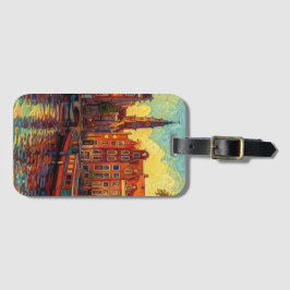 Etiqueta Para Maletas Estilo van Gogh en los canales de Amsterdam