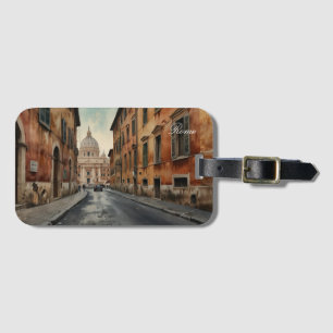 Etiqueta Para Maletas Estilo Vintage Roma Viaje Italiano Acuarela