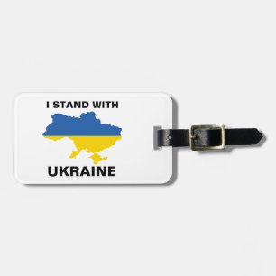 Etiqueta Para Maletas Estoy de acuerdo con la bandera ucraniana y el map