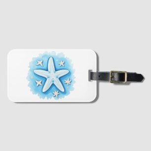 Etiqueta Para Maletas Estrella de mar en azul