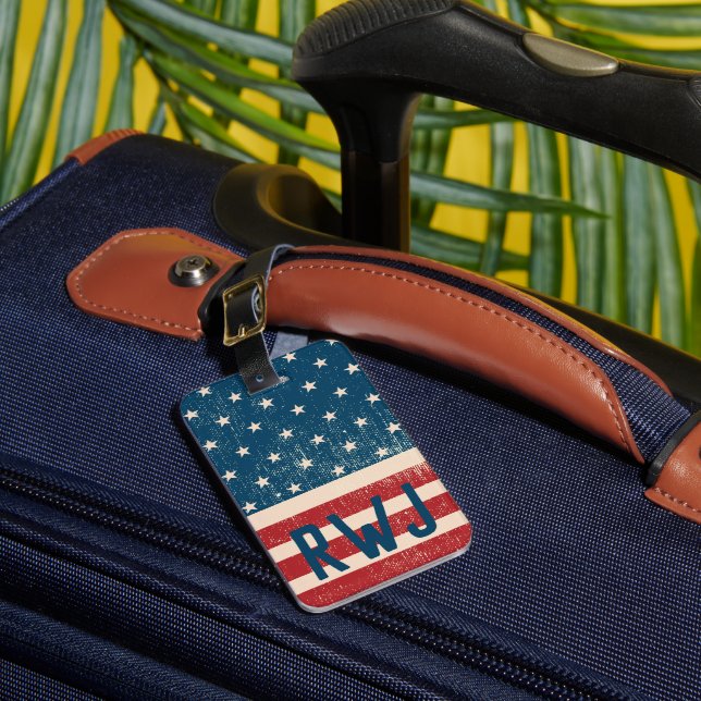 Etiqueta Para Maletas Estrella Patriótica Rojo Azul Blanco Personalizado (Anverso In situ 1)
