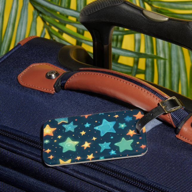 Etiqueta Para Maletas Estrellas brillantes en azul (Anverso In situ 3)
