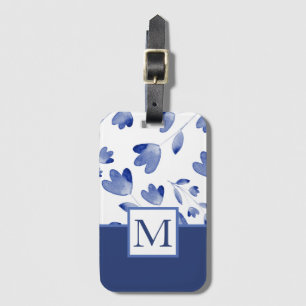 Etiqueta Para Maletas Estrellas de flores color azul índigo