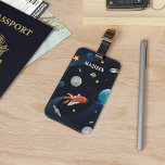 Etiqueta Para Maletas Estrellas de viaje del transbordador espacial pers<br><div class="desc">Etiqueta de equipaje de Guay y el espacio exterior nerd con estrellas,  la luna y los planetas. Personalizar esto agregando un nombre. Haga clic en el botón "Personalizar".</div>