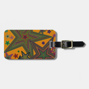 Etiqueta Para Maletas Estrellas Fiestas verdes naranja