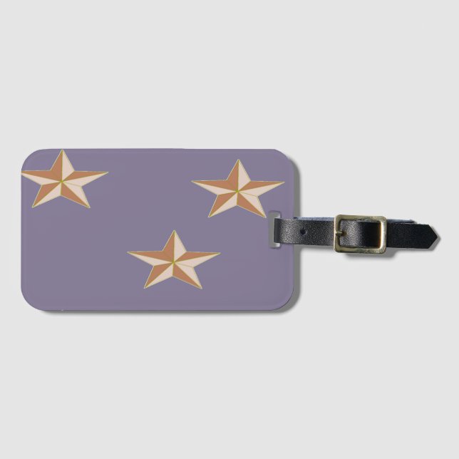 Etiqueta Para Maletas estrellas marrones en violeta (Anverso horizontal)