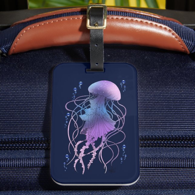 Etiqueta Para Maletas Ethereal Jellyfish Violet Blue (Anverso In situ 2)