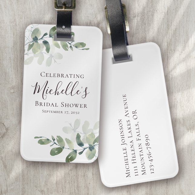 Etiqueta Para Maletas Eucalyptus Greenery Bridal Shower (Subido por el creador)