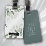 Etiqueta Para Maletas Eucalyptus Greenery Nombre de Monograma Personaliz<br><div class="desc">Personalice este diseño de vegetación de eucaliptos acuáticos con su nombre.</div>