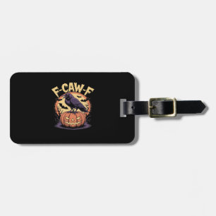 Etiqueta Para Maletas F-Caw-F Cuervo de Halloween espeluznante Calabaza-