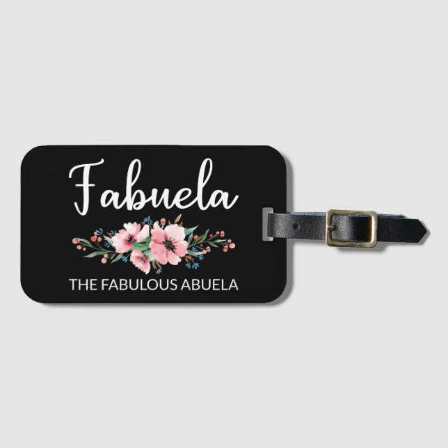 Etiqueta Para Maletas Fababuela Definición I - Fabuloso Abuela Flowery (Anverso horizontal)