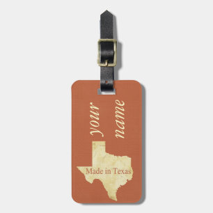 Etiqueta Para Maletas Fabricado en Texas Rusty Red Lumaletas Tag
