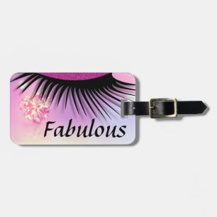 Etiqueta Para Maletas Fabulosos ojos rosados Purpurinas de diamantes