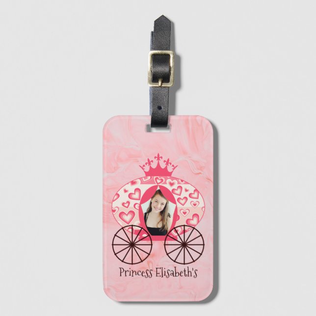 Etiqueta Para Maletas Fairytale Royal Princess Carriage Chica Cumpleaños (Anverso vertical)