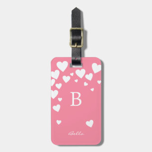 Etiqueta Para Maletas falling hearts, feminine & elegant romantic pink