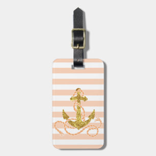 Etiqueta Para Maletas Falsa ancla femenina del purpurina