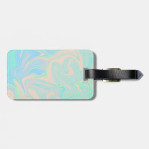 Etiqueta Para Maletas Falsa textura iridiscente olográfica líquida