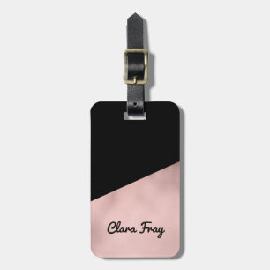 Etiqueta Para Maletas falso negro color de rosa moderno elegante del oro