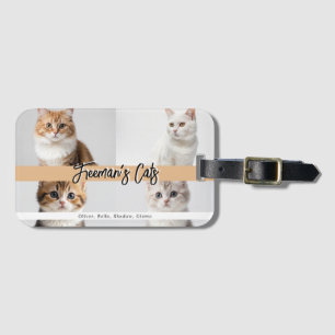 Etiqueta Para Maletas Familia de fotos de gatos de Personalizado cutáneo